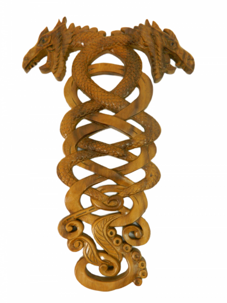 Wooden Dragon Plaque -Chinese Entwined Dragons