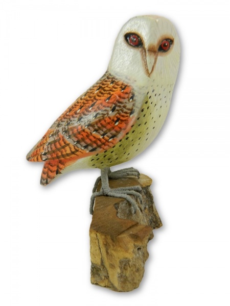 Wooden Painted Bird - Barn Owl