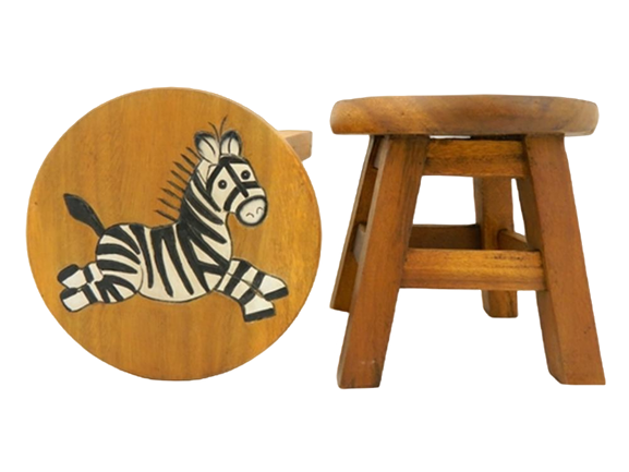 Childrens Wooden Stool - Zebra