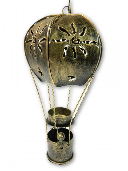 Metal Hanging Balloon Tealight Holder - Gold