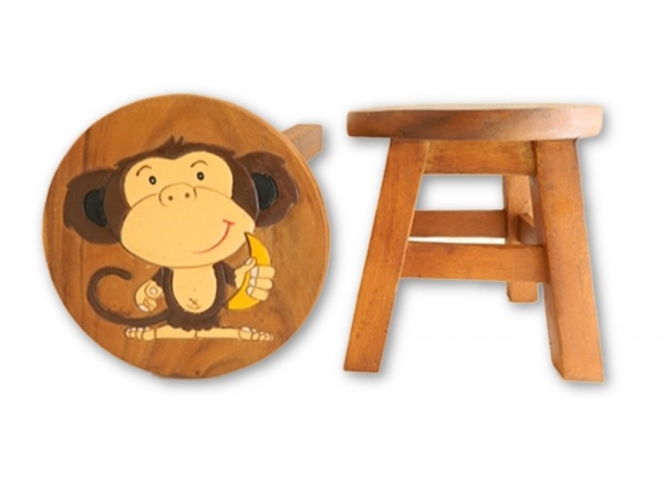 Childrens Wooden Stool - Monkey
