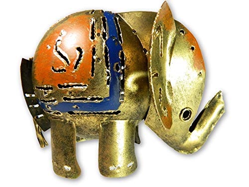 Metal Standing Animal Tealight Holder - Gold Elephant
