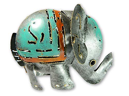 Metal Standing Animal Tealight Holder - Silver Elephant