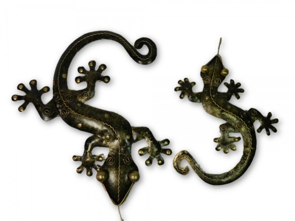 Metal Wall Art Gecko - Gold - Set of 2