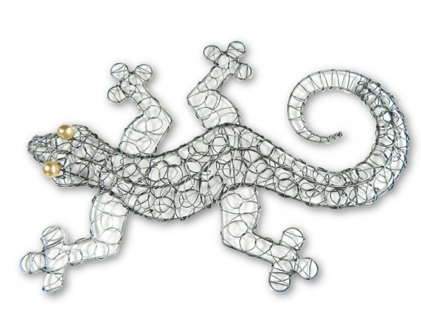 Silver Wire Wall Art - Gecko