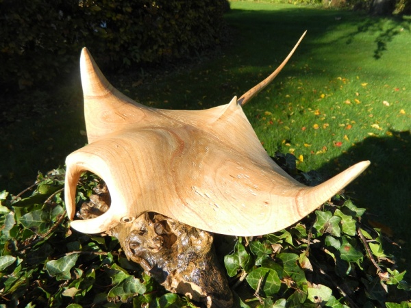 Wooden Manta Ray Carving - Hand Carved Manta Ray Sting Ray 30cm