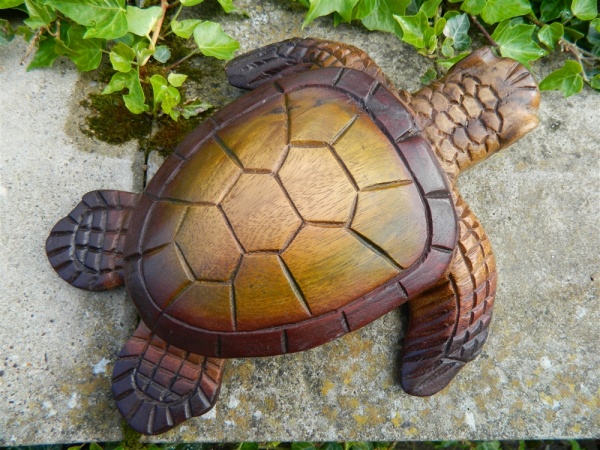 Wooden Turtle Carving - Large Hand Carved Turtle