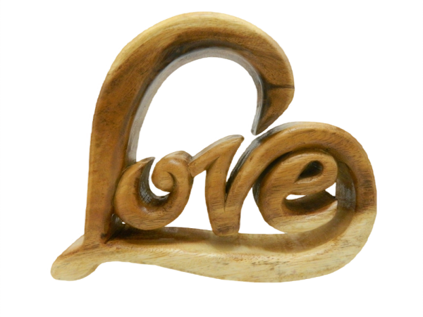 Wooden Word Art Carving - Love Heart