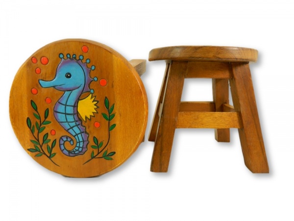 Childrens Wooden Stool - Seahorse