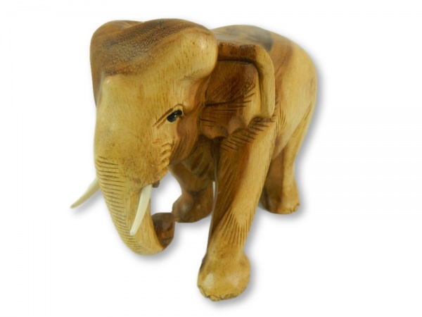 Wooden Elephant Carving - Natural Elephant