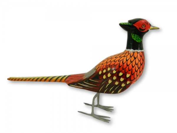 Wooden Painted Bird - Pheasant