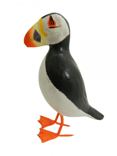 Wooden Painted Bird -  Puffin