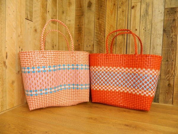 Handmade Recycled Plastic Multi Use Woven Bag - Orange