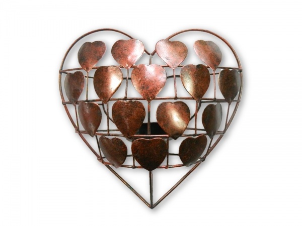 Metal Heart Tea- Light Holder/ Sconce- Bronze