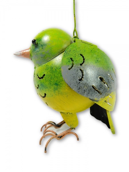 Metal Hanging Bird Tealight Holder - Greenfinch