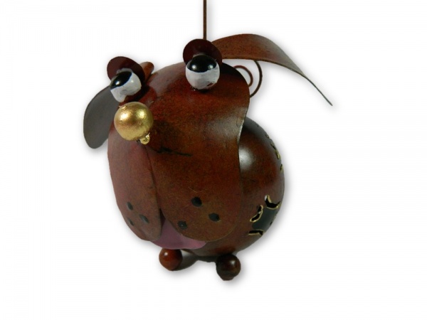 Metal Hanging Animal Tealight Holder - Bronze Dog