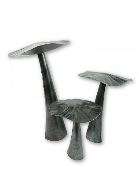 Silver Flat Metal Mushroom - Set of 3