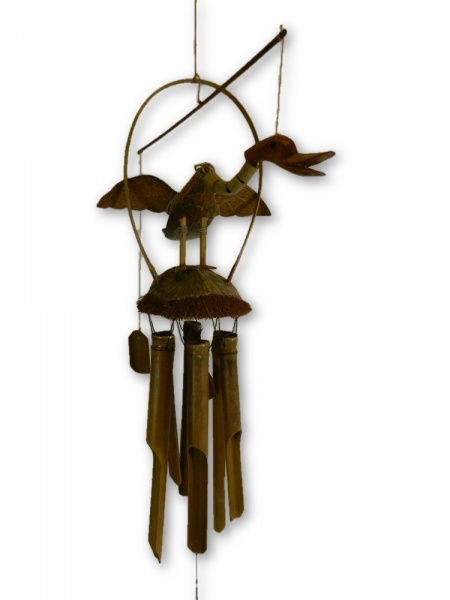 Hand Carved Bamboo Windchime - Duck Design