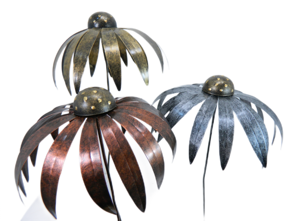 XL Metal Echinacea on 1m Stick - Set of 3 -Mix