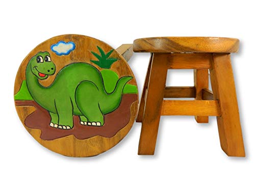 Childrens Wooden Stool - Green Diplodocus