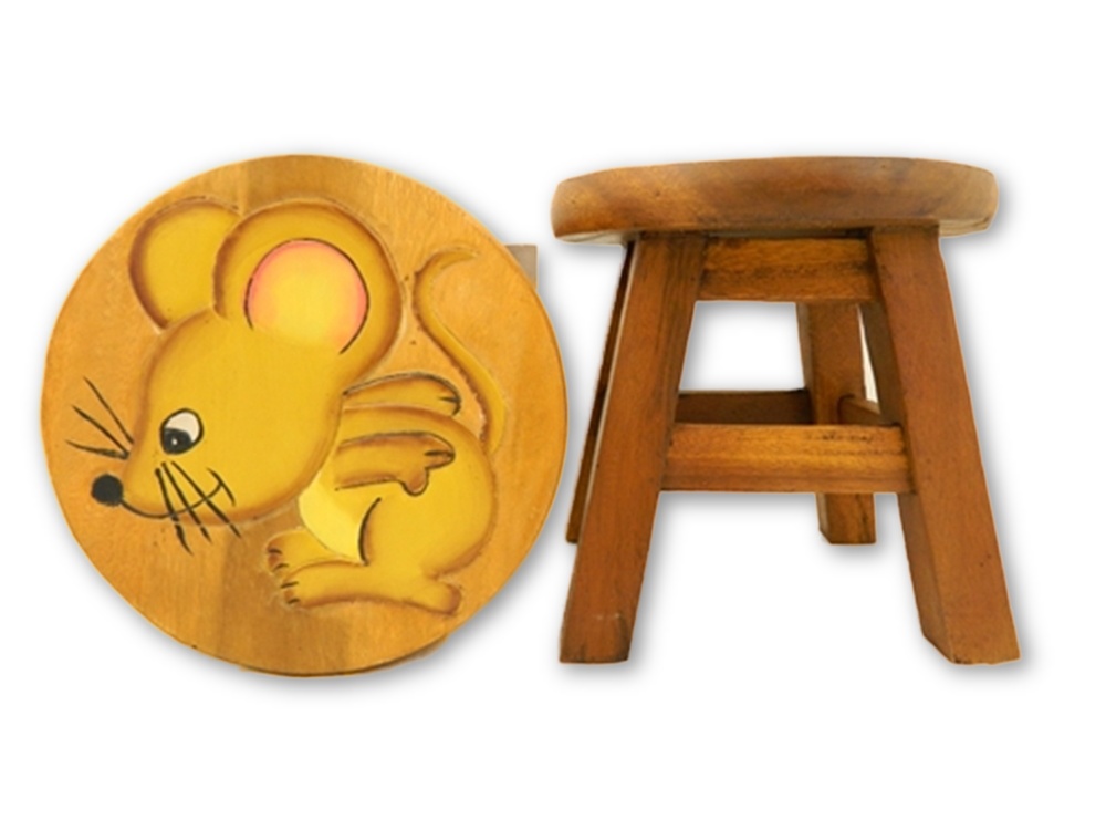 Childrens Wooden Stool - Mouse