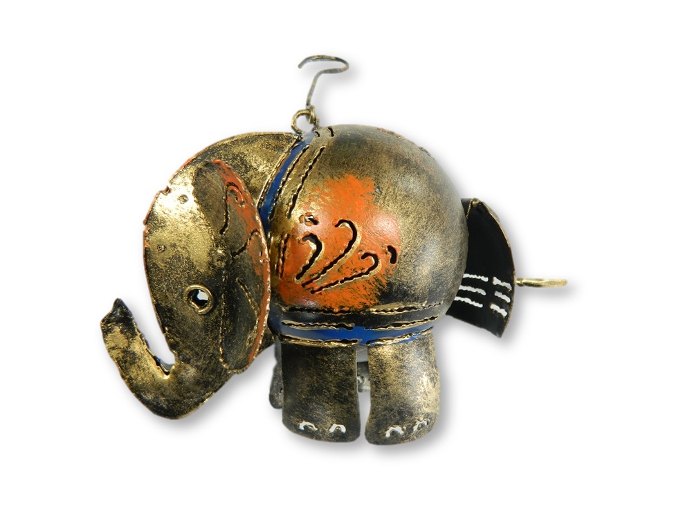 Metal Hanging Animal Tealight Holder - Gold Elephant