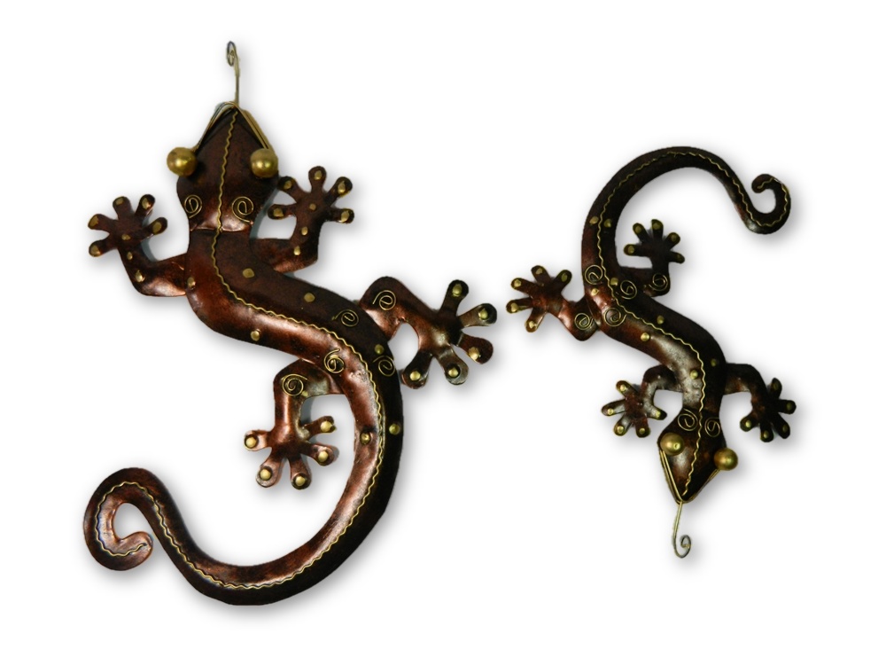 Metal Wall Art Gecko - Bronze - Set of 2