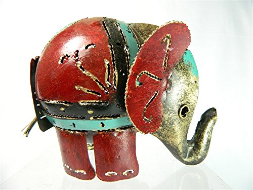 Metal Standing Animal Tealight Holder - Red Elephant