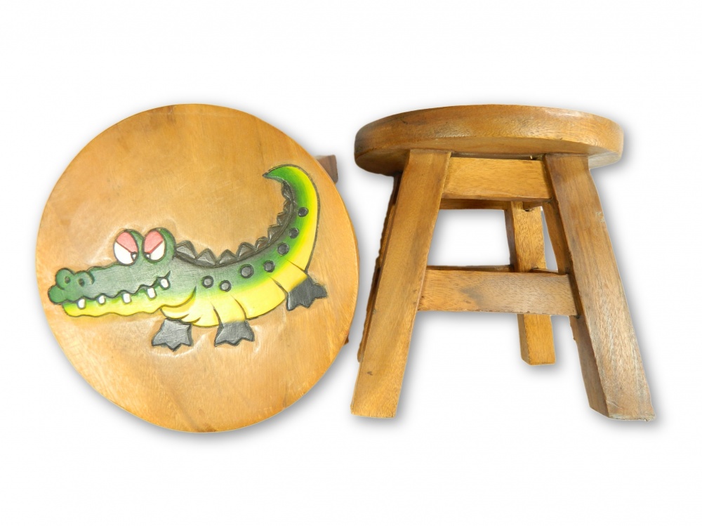 Childrens Wooden Stool - Crocodile