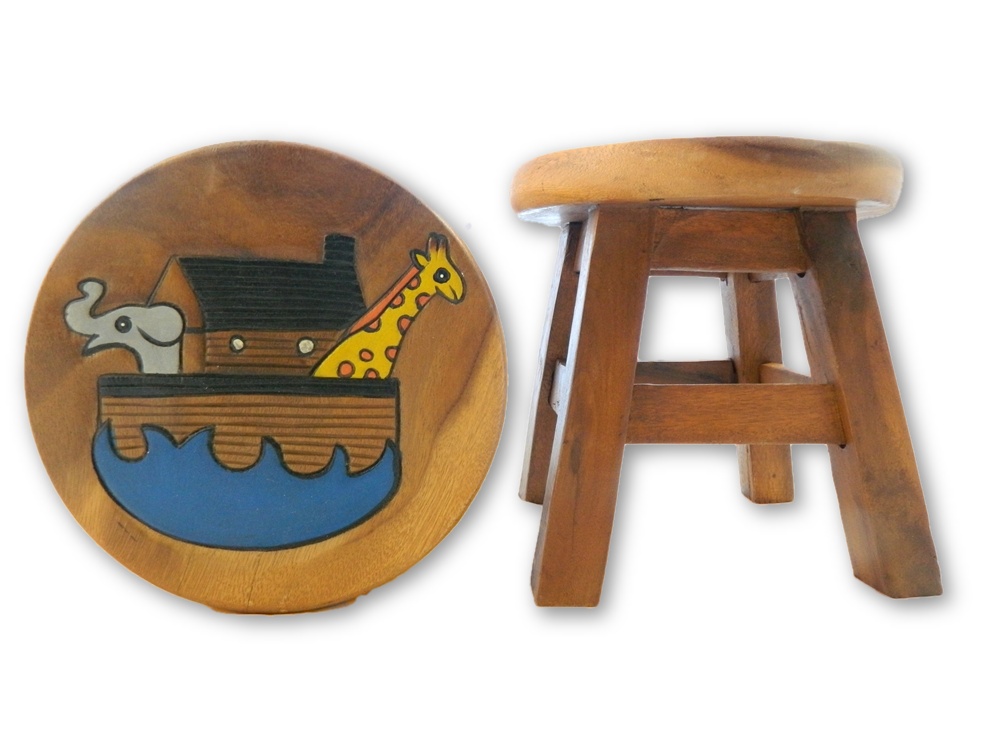 Childrens Wooden Stool - Noah's Ark