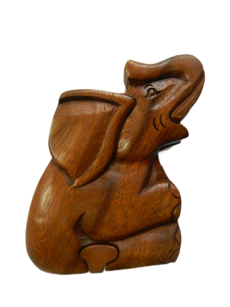 Wooden Puzzle Box - Sitting Elephant