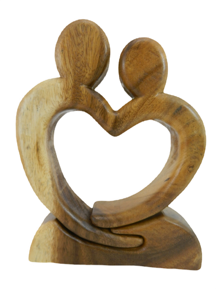 Wooden Word Art Carving - Abstract Heart Lovers