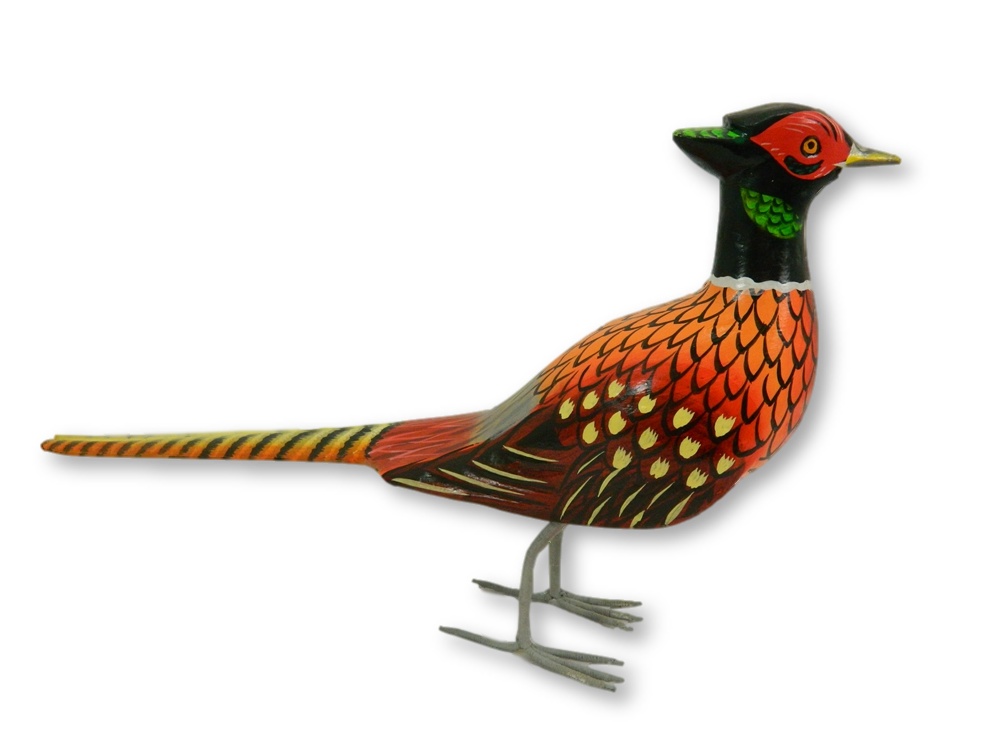 Wooden Painted Bird - Pheasant