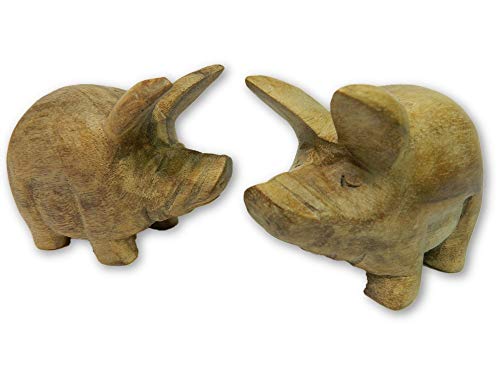 Wooden Pair Of Animals - Pair of Pot Belly Pigs