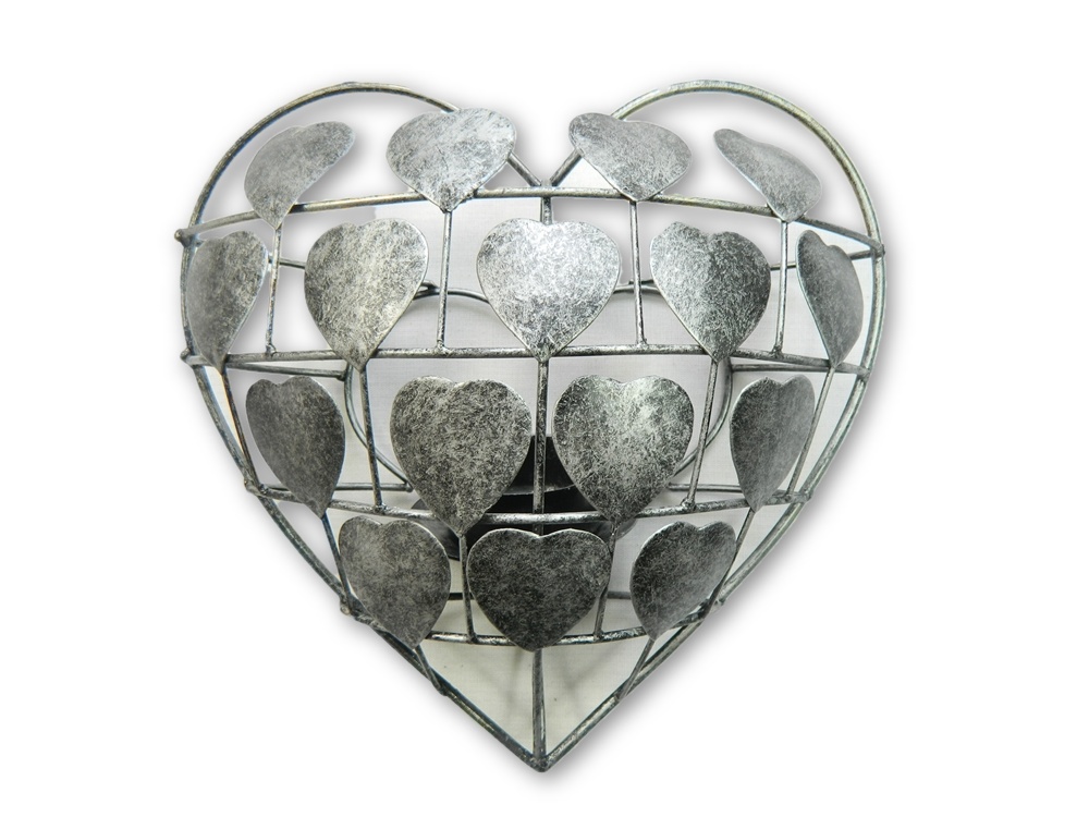 Metal Heart Tea- Light Holder/ Sconce- Silver