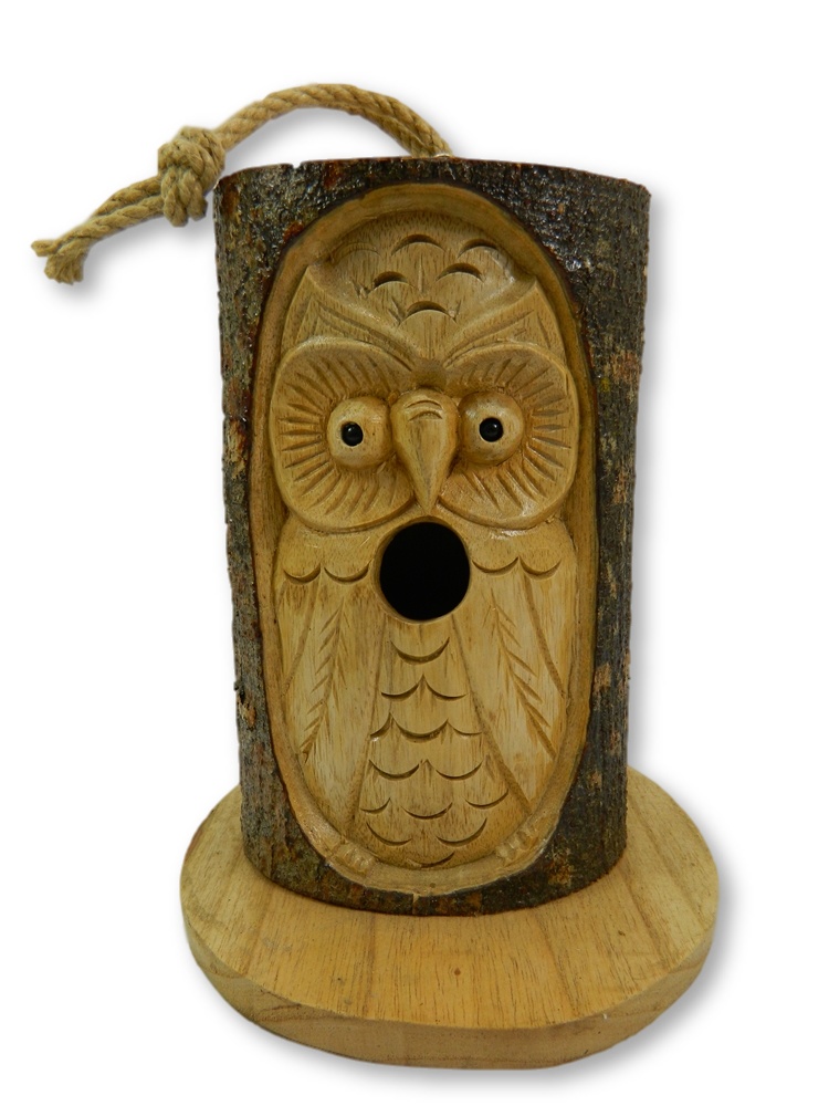 Wooden Bird House Nest Box - Owl