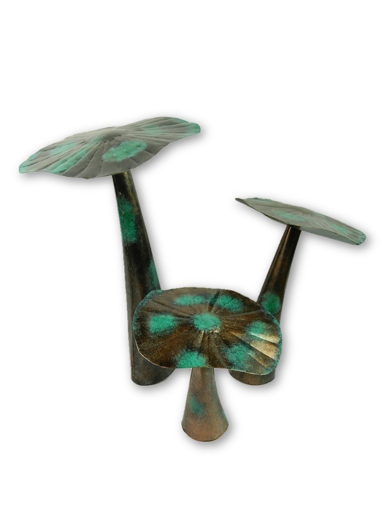 Bronze VDG Flat Metal Mushroom - Set of 3