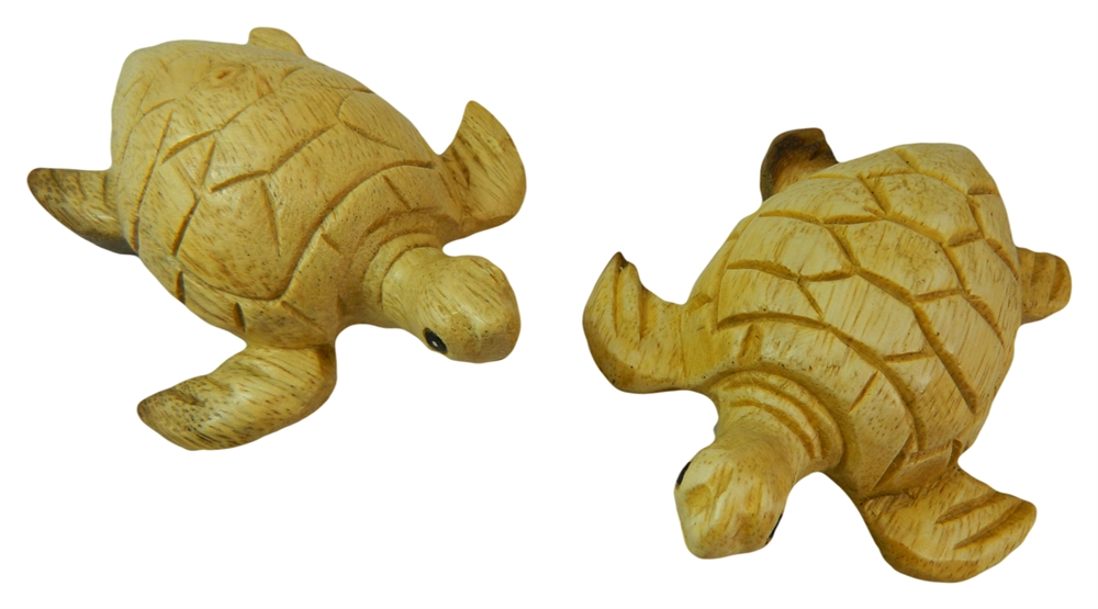 Wooden Pair Of Animals - Pair of Natural Turtles