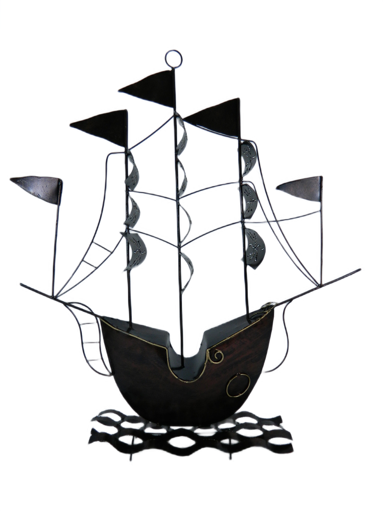 Metal Pirate Ship Decoration - Bronze