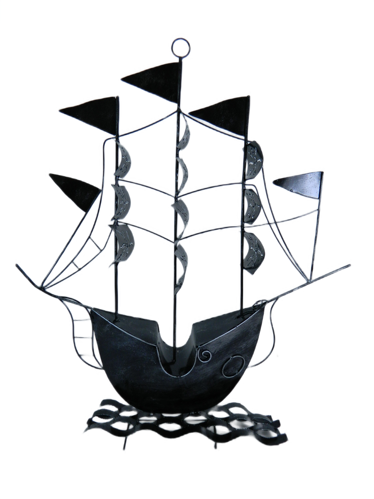 Metal Pirate Ship Decoration - Silver